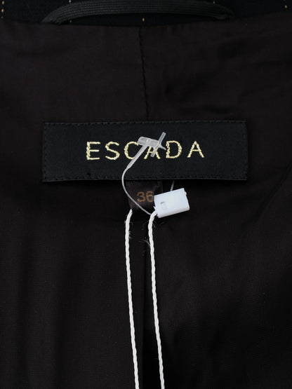 Excellent Escada Black Wool Pinstripe Blazer Size S