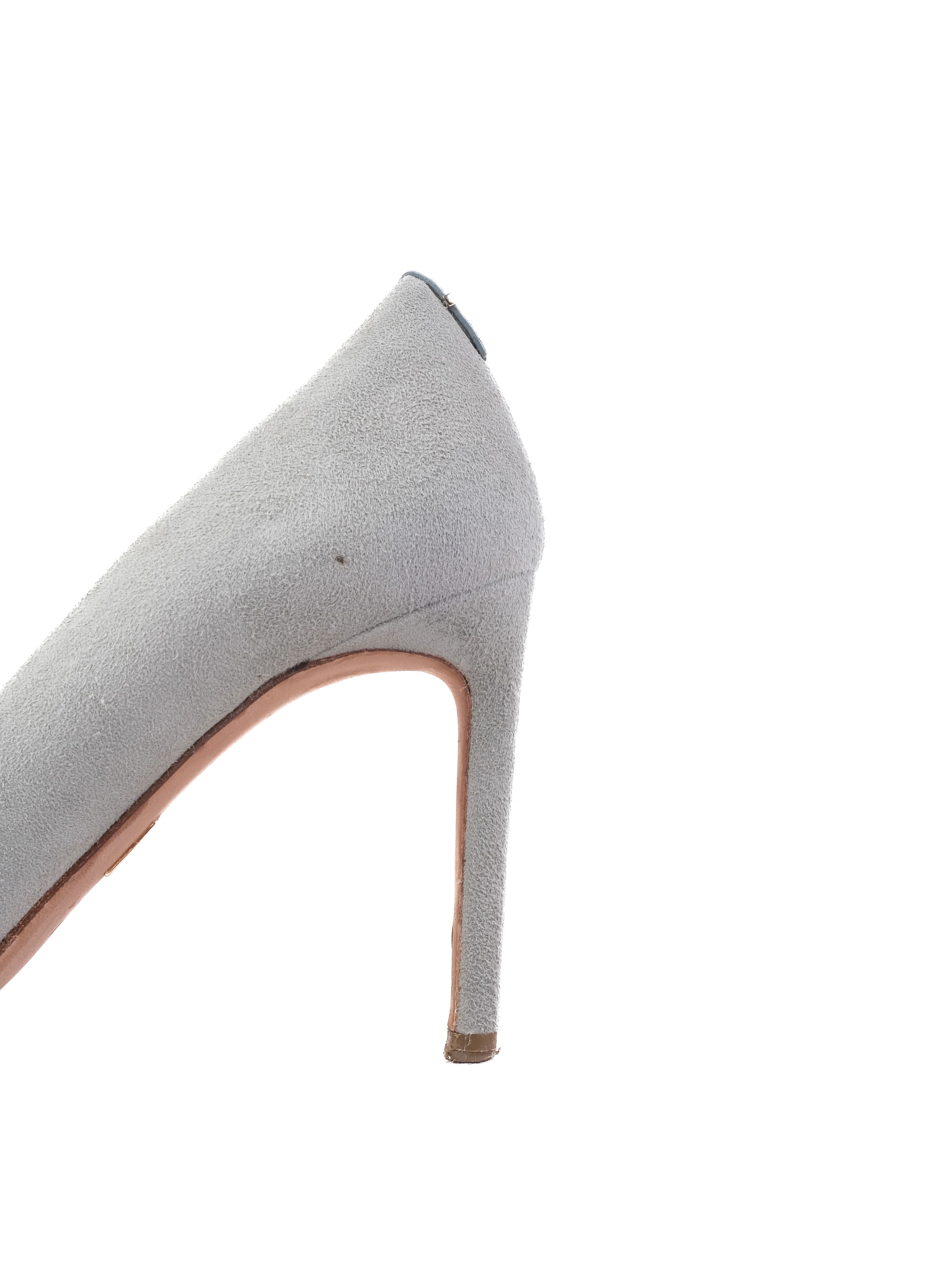 Hugo Boss Blue Leather High-Heeled Shoes Size 37 Excellent Condition