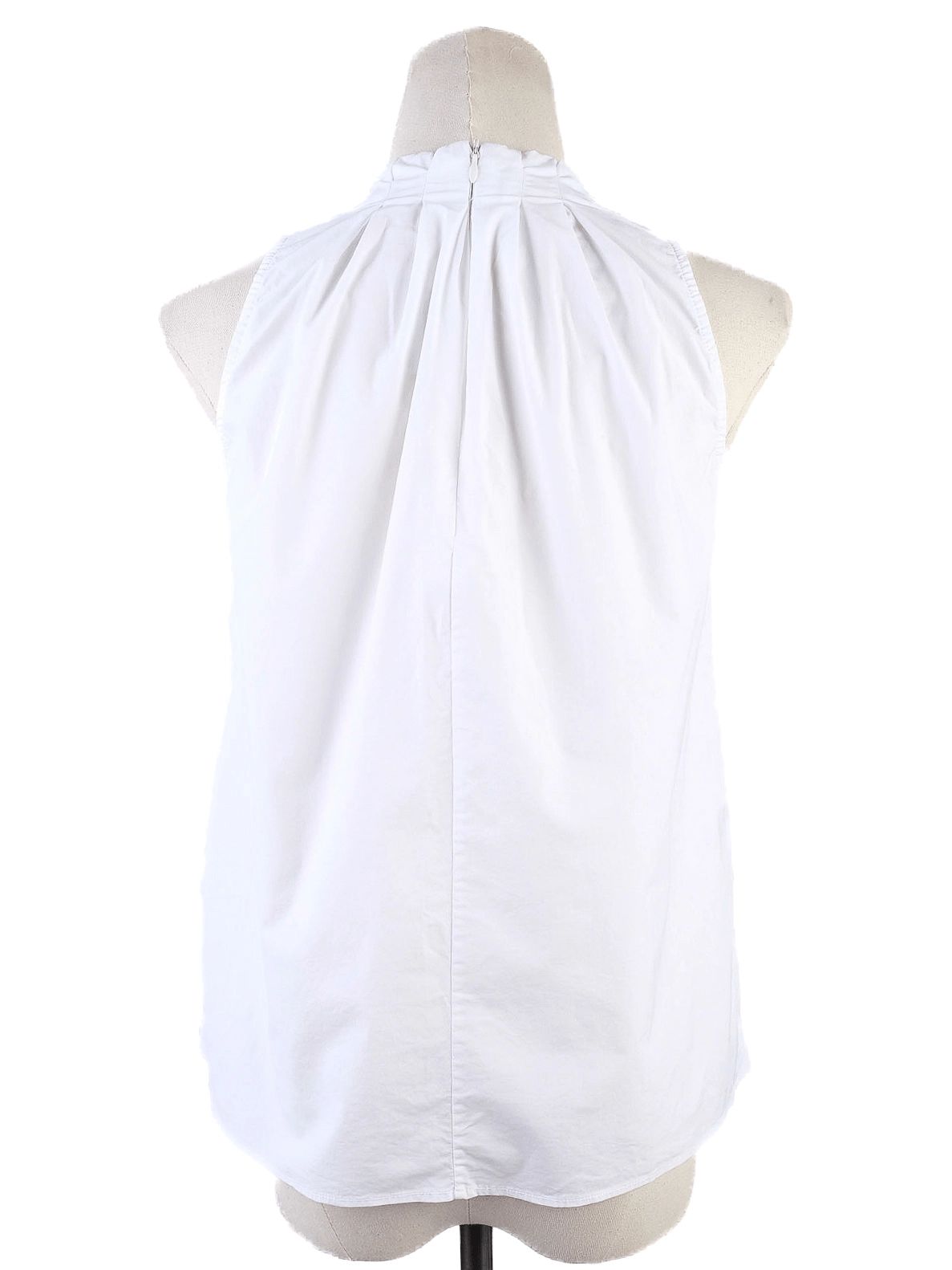 Excellent Burberry White Sleeveless Blouse M Cotton High Neck