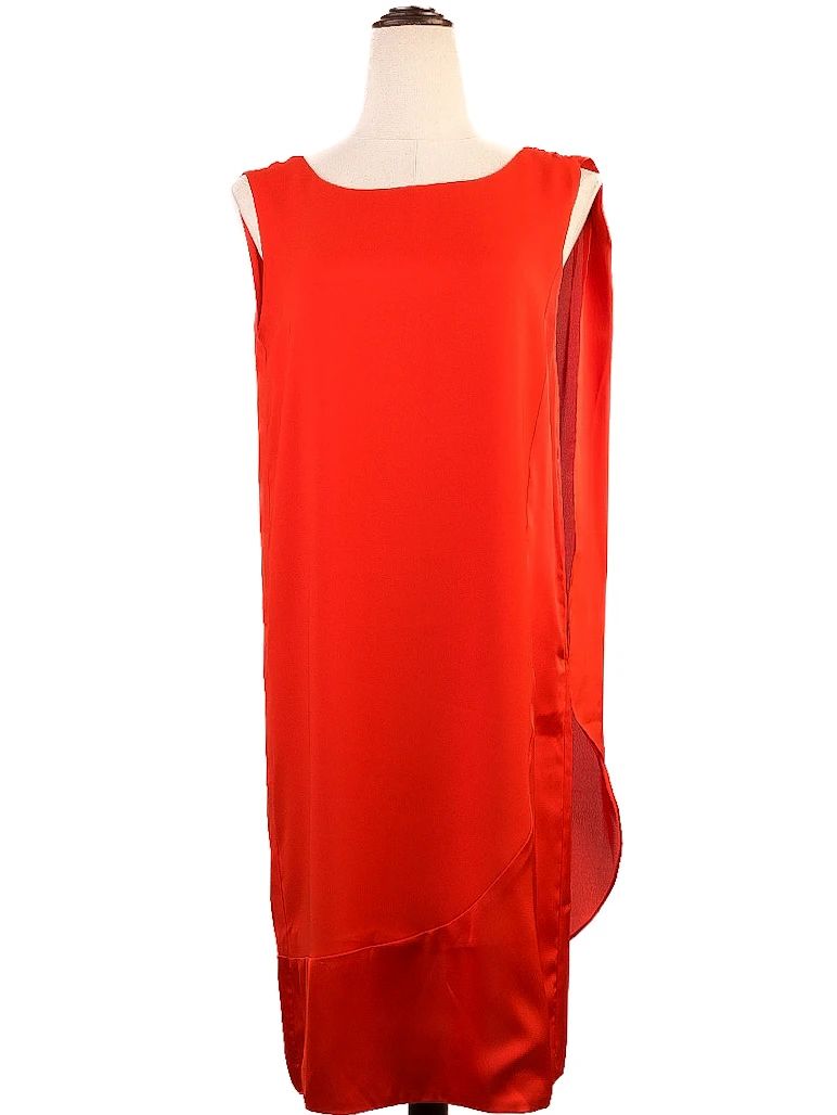 Good Armani Jeans Red Sleeveless Dress M Polyester Asymmetrical Design