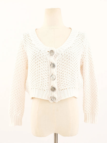 Excellent Burberry White Crochet Cardigan Size S Women&