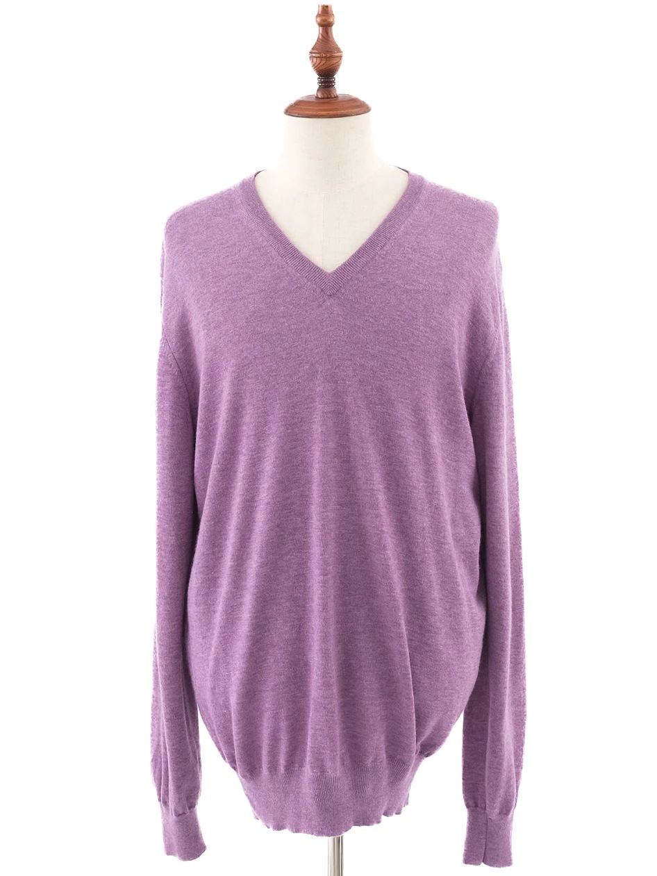 Excellent Ermenegildo Zegna Purple Cashmere V-Neck Sweater Size XL