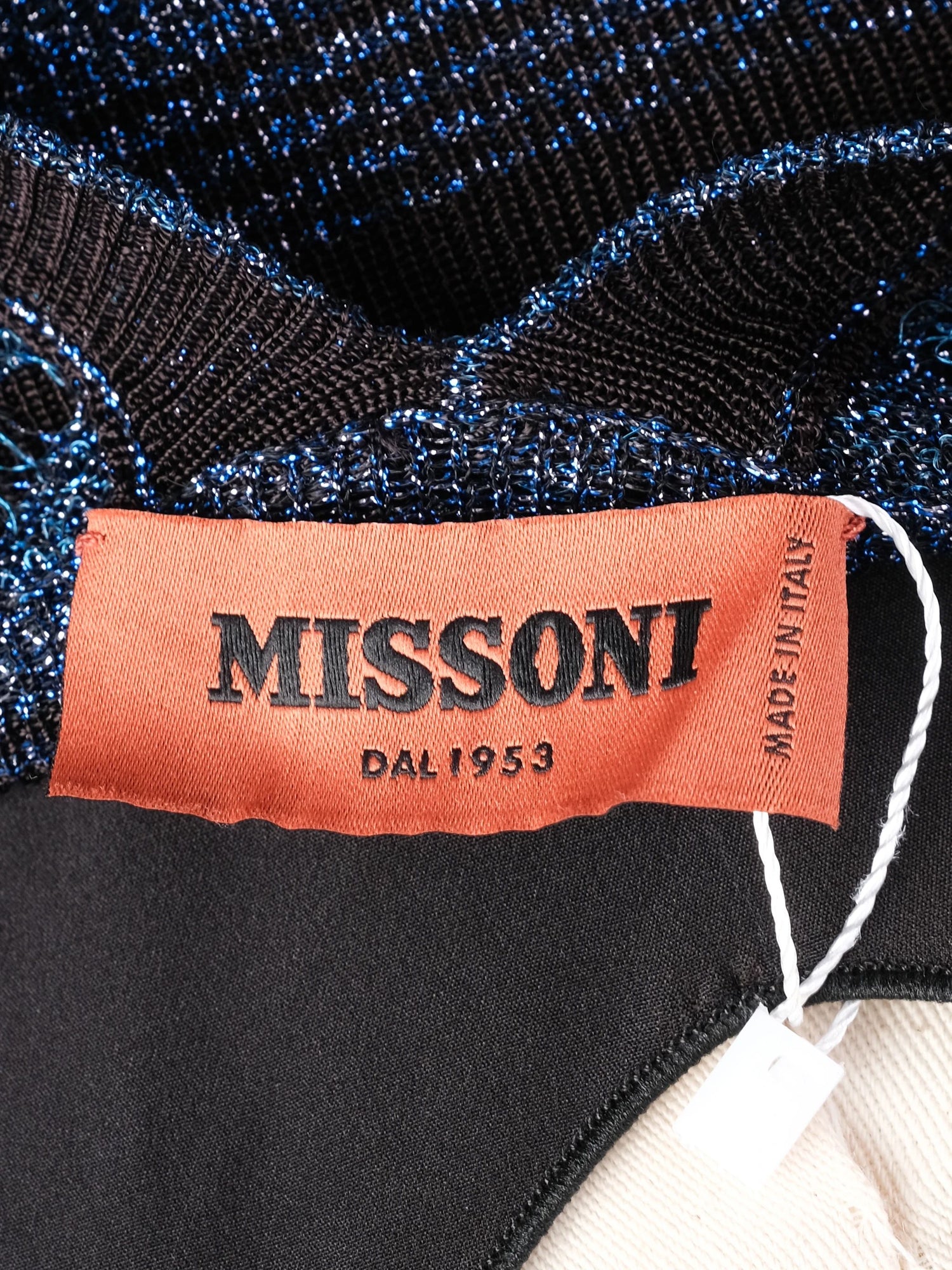 Excellent Missoni Blue Silk Sleeveless Lace Dress Size XL