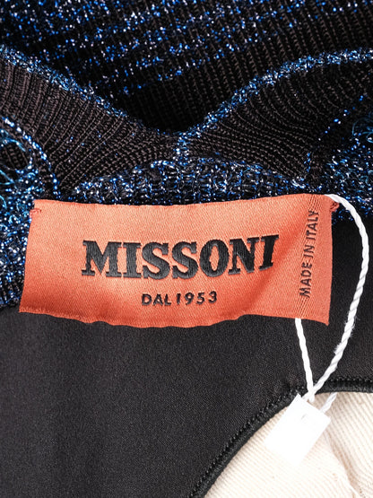 Excellent Missoni Blue Silk Sleeveless Lace Dress Size XL