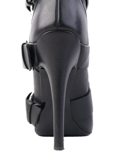 Excellent Giuseppe Zanotti &amp; Balmain Black Leather Knee-High Boots Size 38