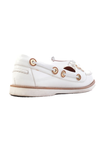Excellent Louis Vuitton Women White Leather Boat Shoe Size 40