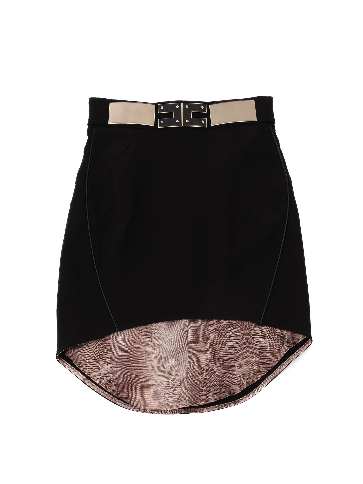 Excellent Elisabetta Franchi Black Viscose Skirt Size M