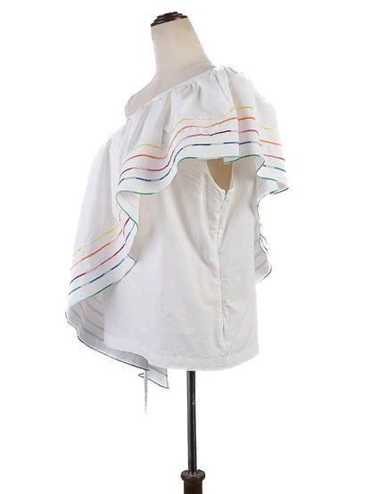 Excellent Rosie Assoulin One-Shoulder Blouse White Size L