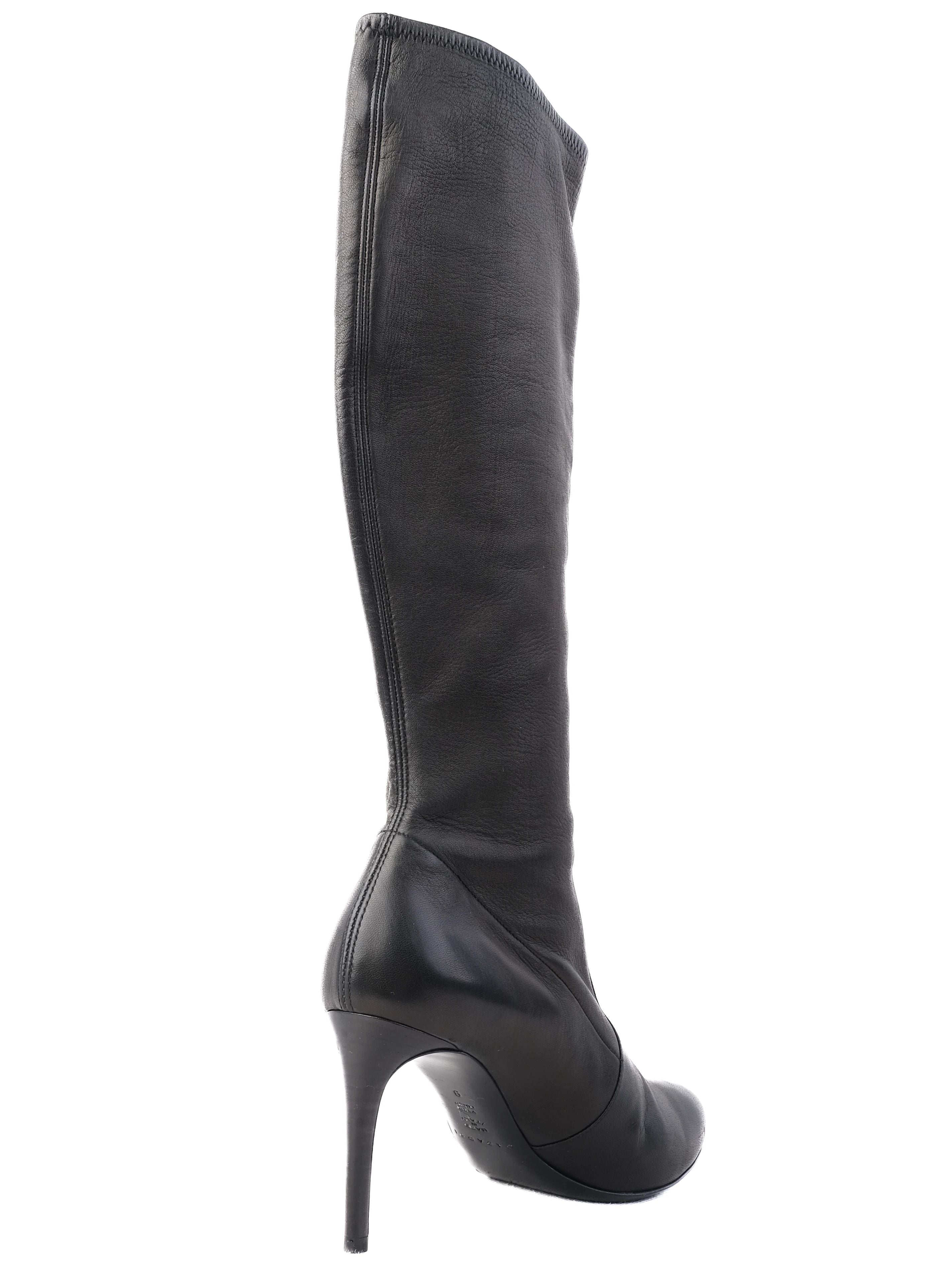 Excellent Casadei Black Leather Knee-High Stiletto Boots Size 39