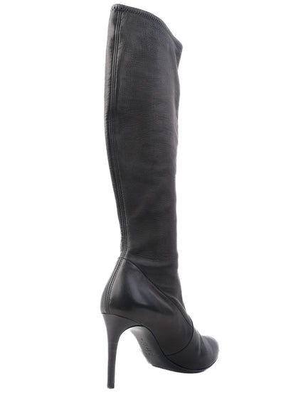 Excellent Casadei Black Leather Knee-High Stiletto Boots Size 39