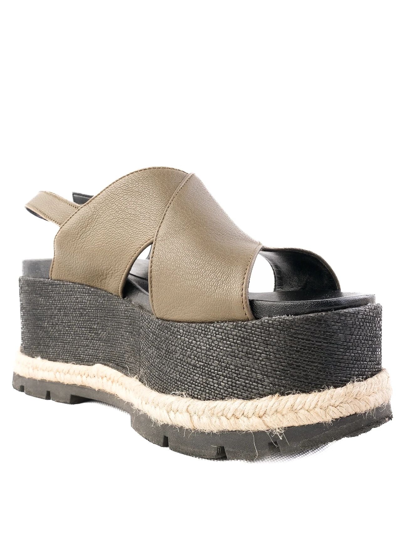 Excellent Jeannot Green Leather Platform Sandals Size 38
