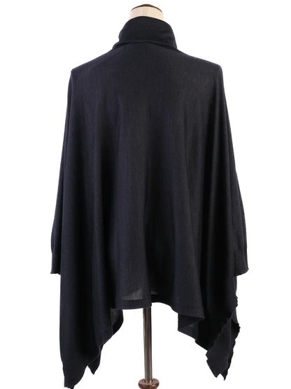Excellent Brunello Cucinelli Blue Silk Poncho Turtleneck Size S