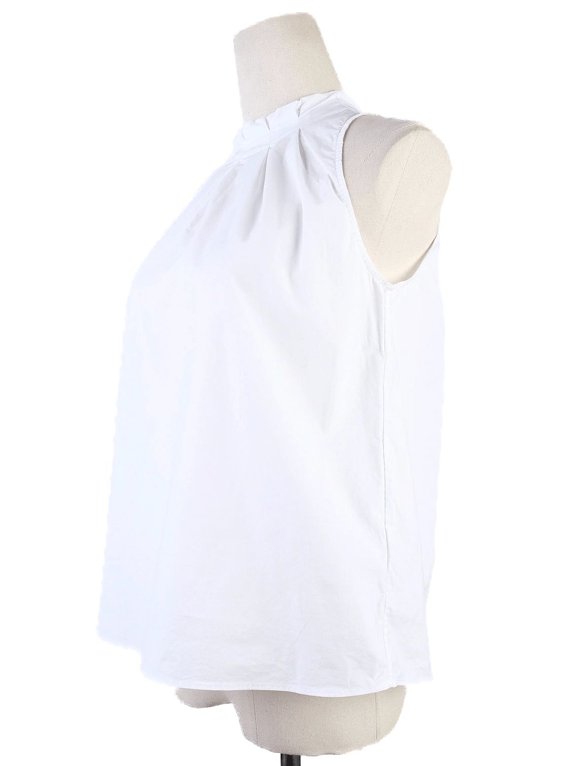 Excellent Burberry White Sleeveless Blouse M Cotton High Neck