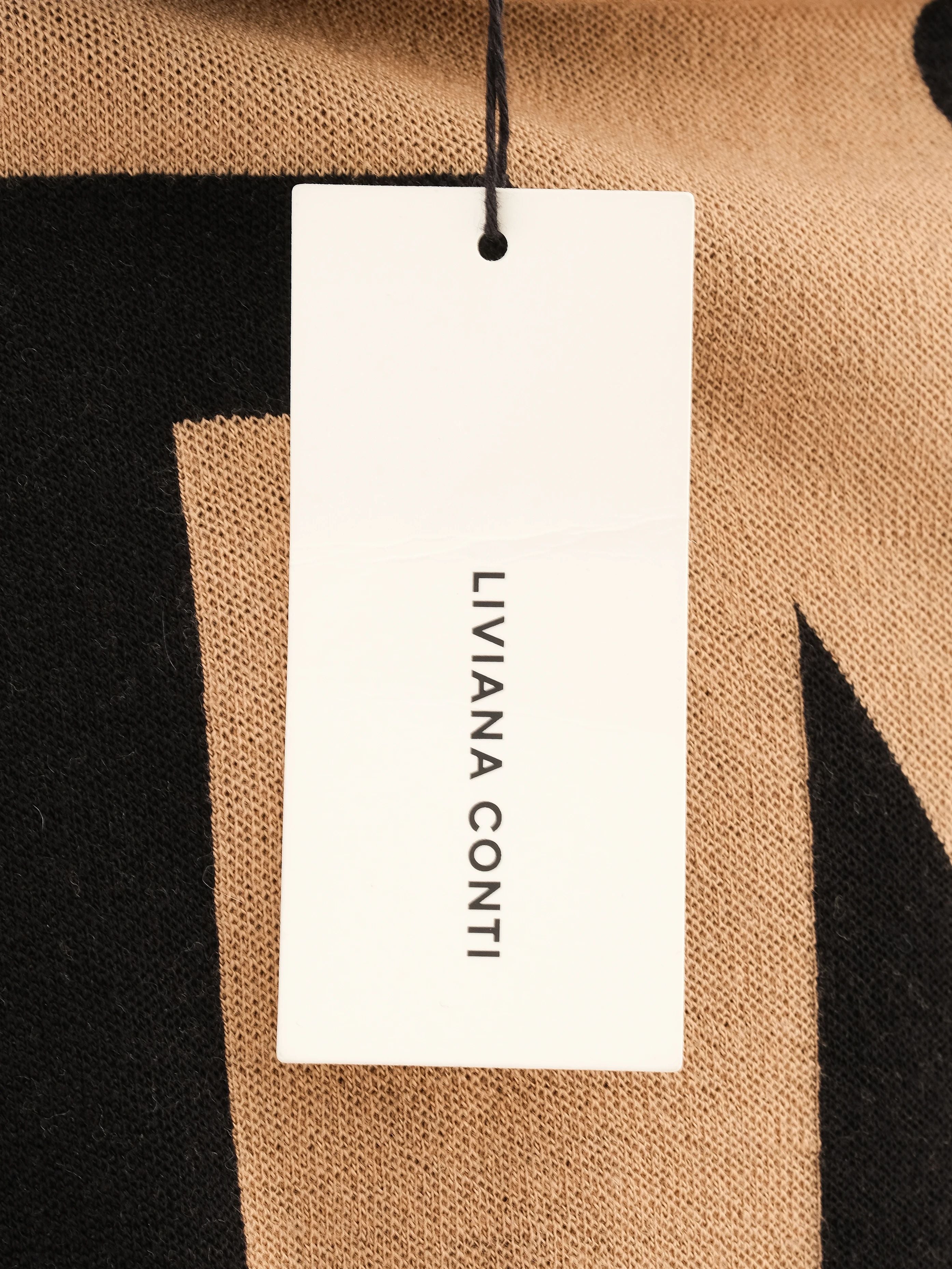 Excellent Liviana Conti Black Wool Sweater Size M Geometric Pattern