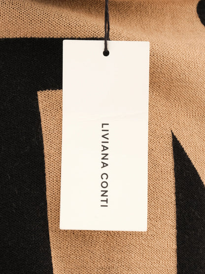 Excellent Liviana Conti Black Wool Sweater Size M Geometric Pattern