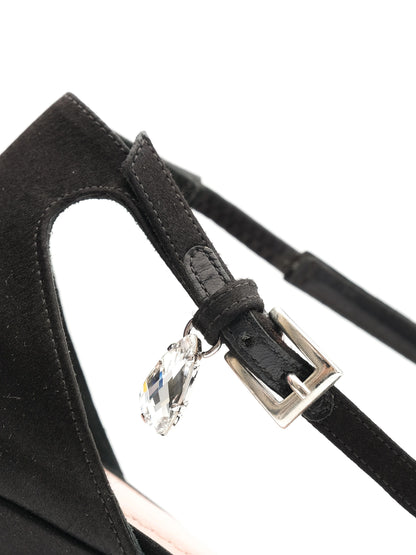 NEW Barbara Bui Black Satin High-Heeled Platform Shoes Size 38