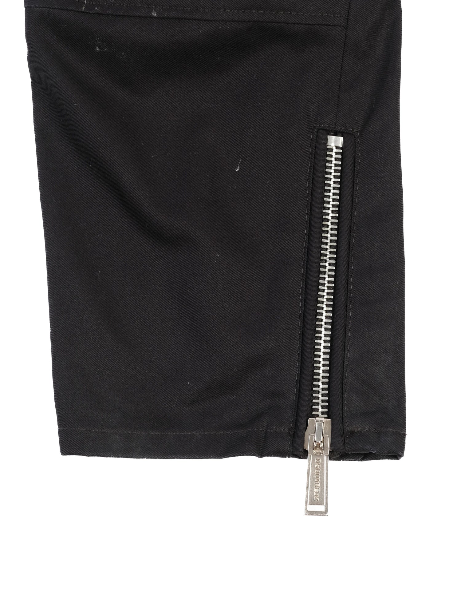 Excellent Dsquared2 Black Cotton Pants Size 40 with Zipper Details