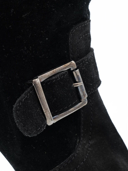 Excellent GF Ferre Black Leather High-Heeled Ankle Boots Size 38.5