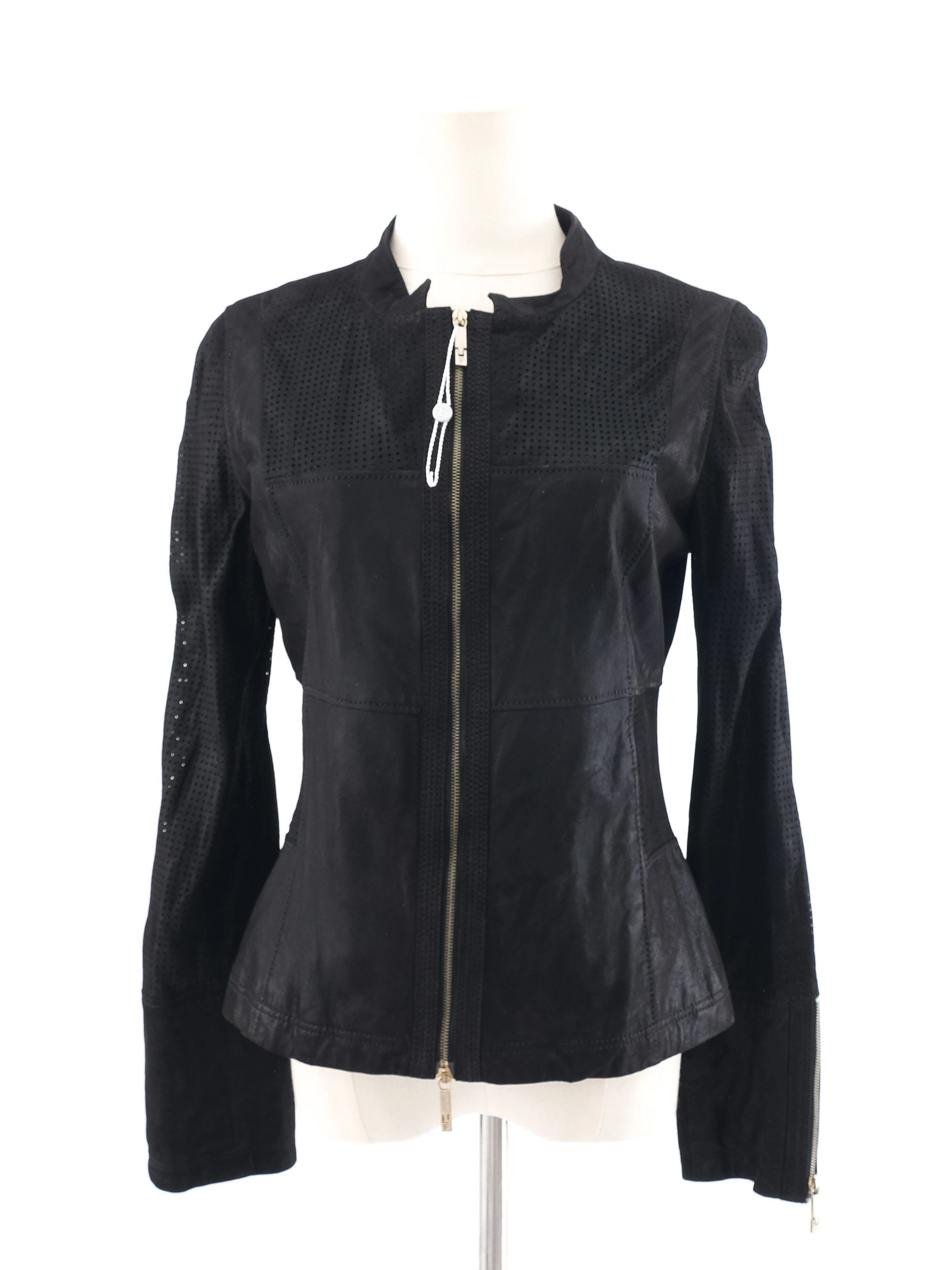 Excellent Ferre Black Wool Jacket Size XS with Zipper Details