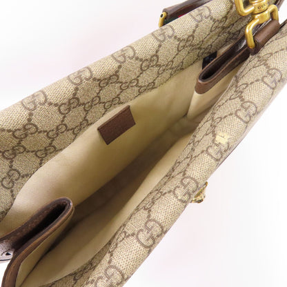 Gucci Painted Canvas Neo Vintage Medium Messenger Bag Golden Shoulder Bag Brown Beige/ebony Pvc Coated Ca