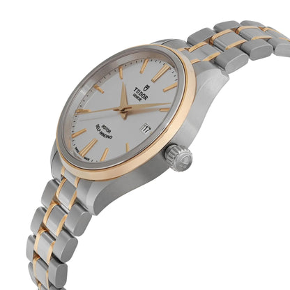 Tudor Style 38mm 18K Yellow Gold Steel Silver Dial Automatic Watch 12503-0002
