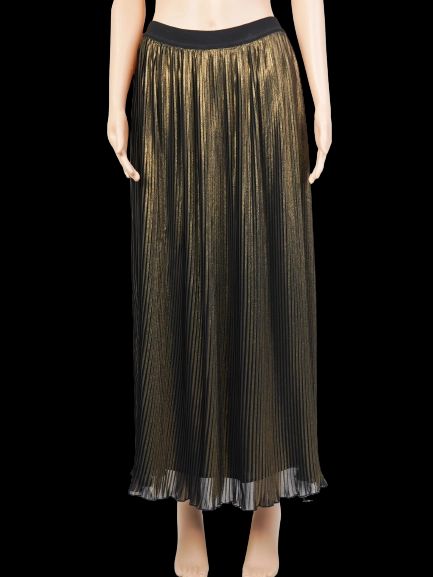 Excellent TWINSET Black &amp; Gold Pleated Skirt Size XS Polyester