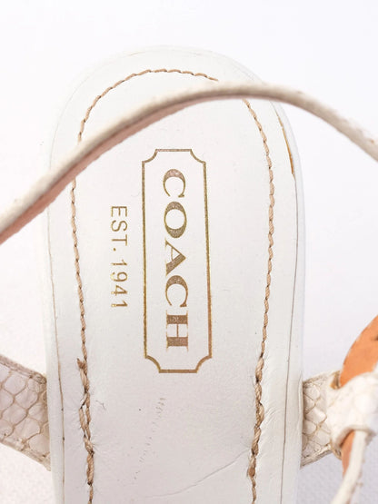 Excellent Coach Wedge Sandals Combined Color Leather Women