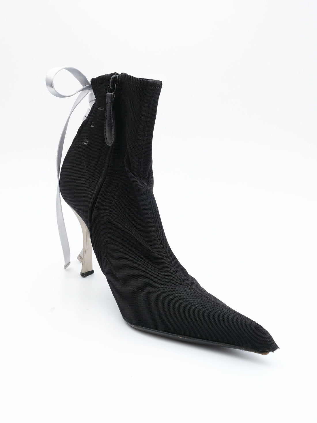 Vicini Black High-Heeled Shoes Size 38 with Lace-Up Detail