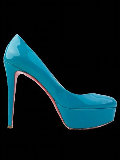 Christian Louboutin Blue Lacquer Platform Stiletto Pumps - Good Condition