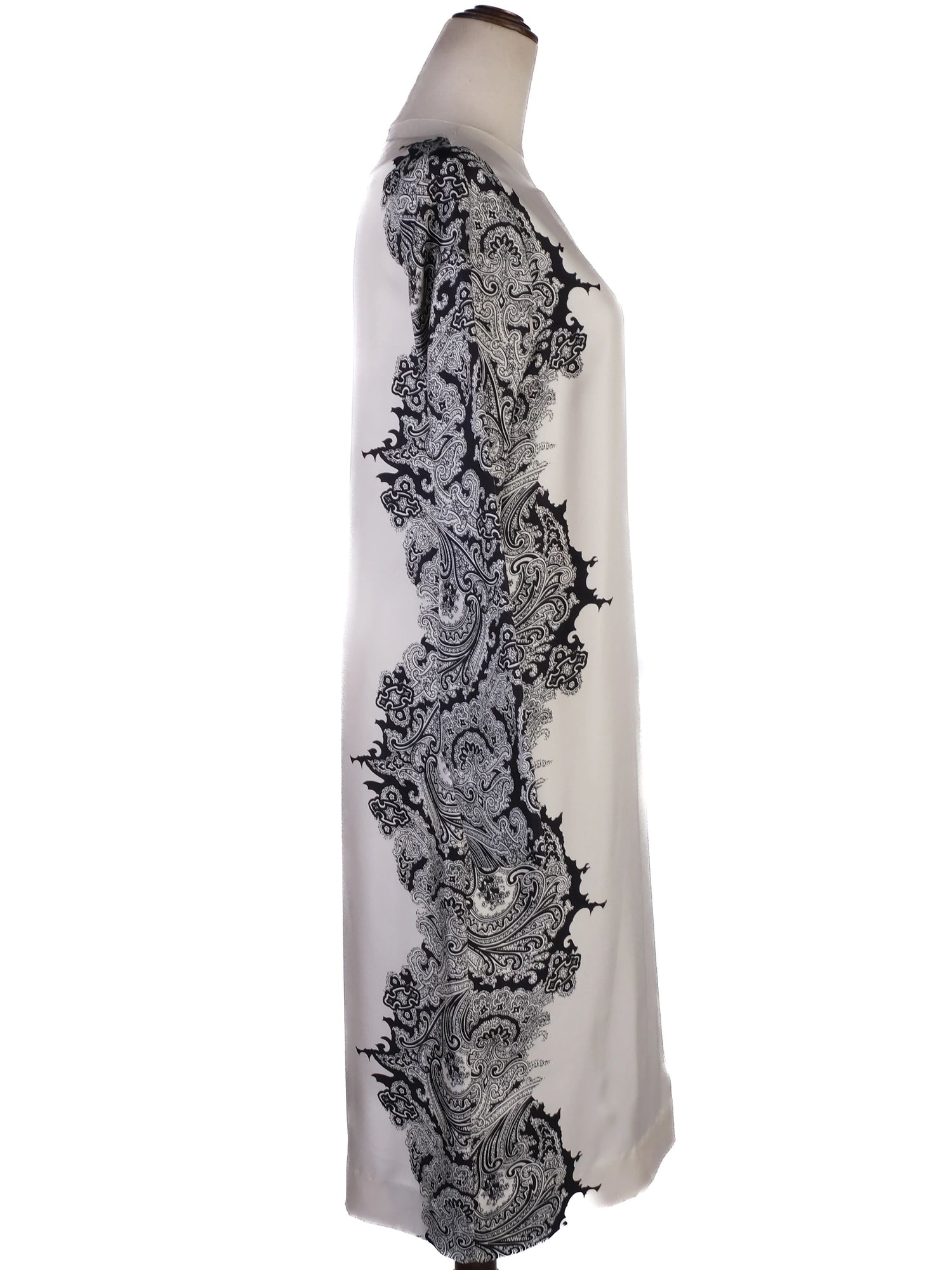NEW By Malene Birger Silk Dress XS Black White Paisley Pattern