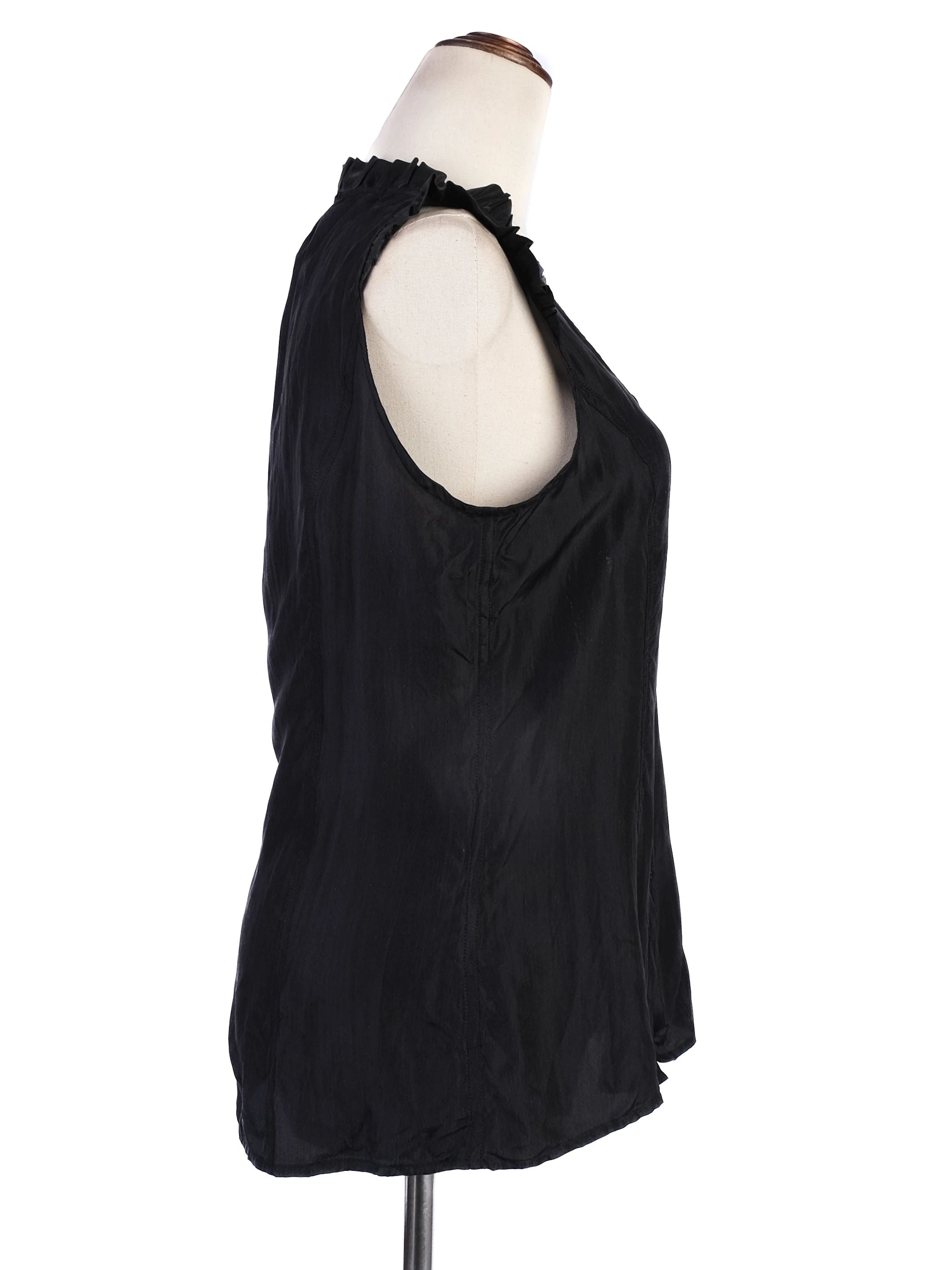 Excellent Emporio Armani Black Cotton Sleeveless Blouse Size M