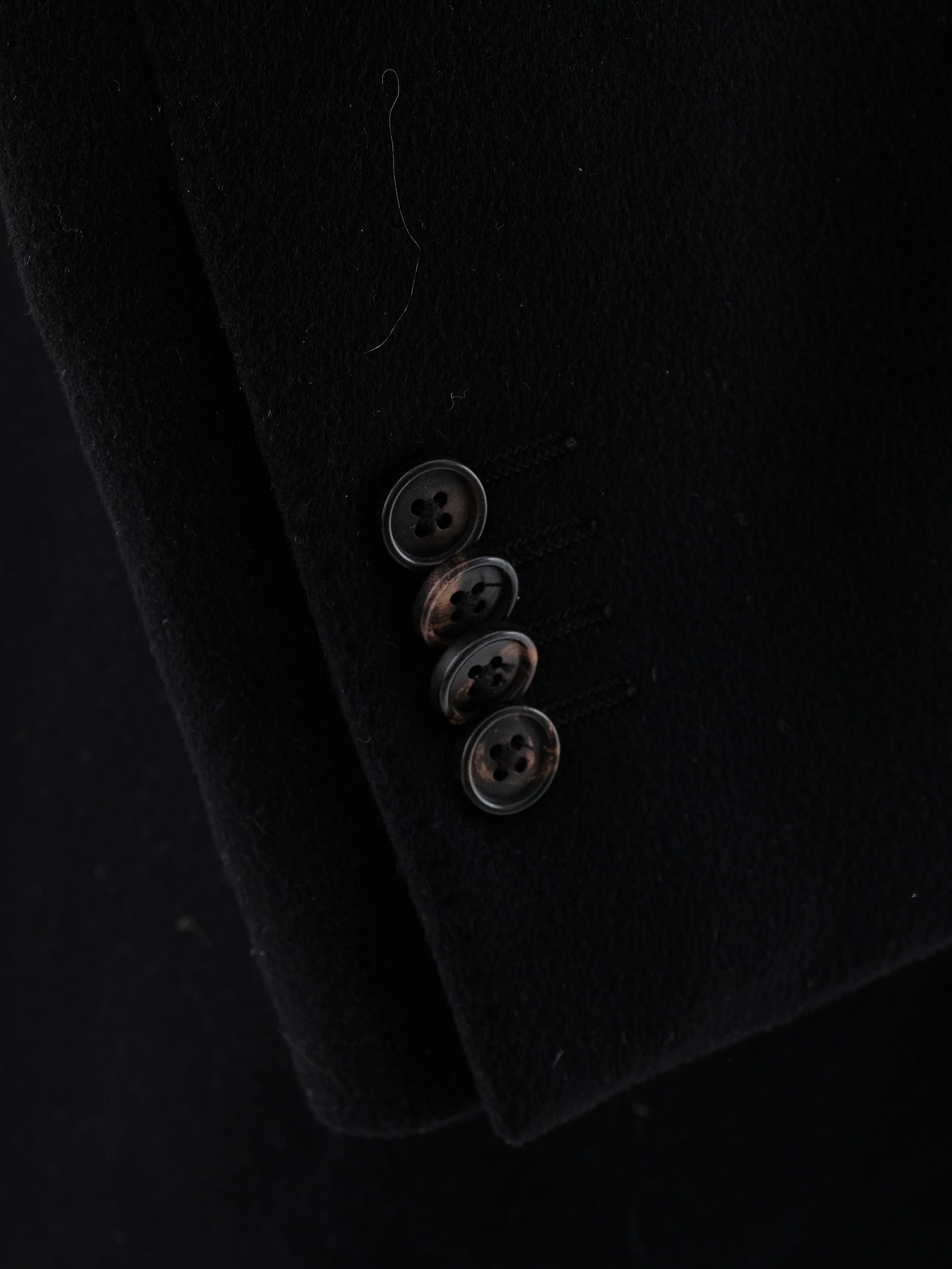 Excellent Smalto Black Cashmere Coat with Fur Collar Size XL