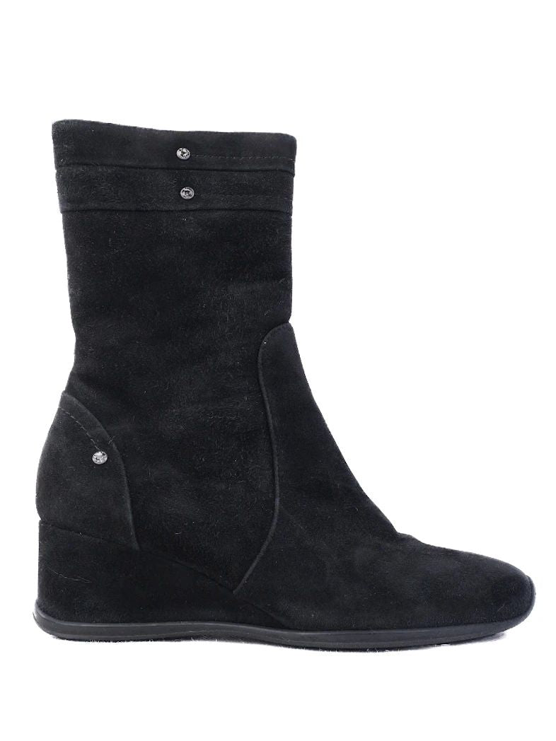 Perfect Giovanni Fabiani Black Genuine Suede Wedge Boots Size 37.5