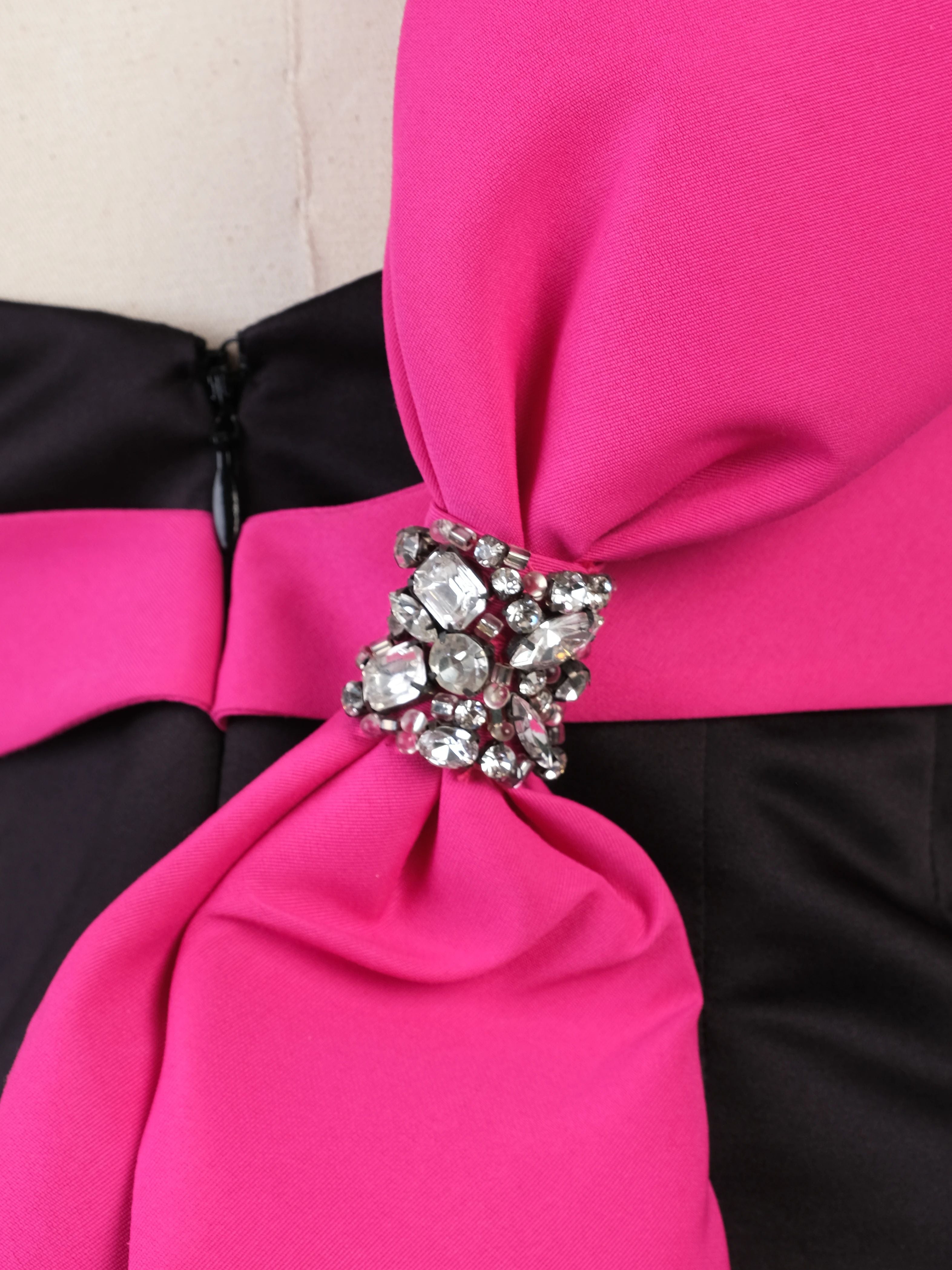 Jovani Black Strapless Dress with Pink Bow Size M Excellent Condition