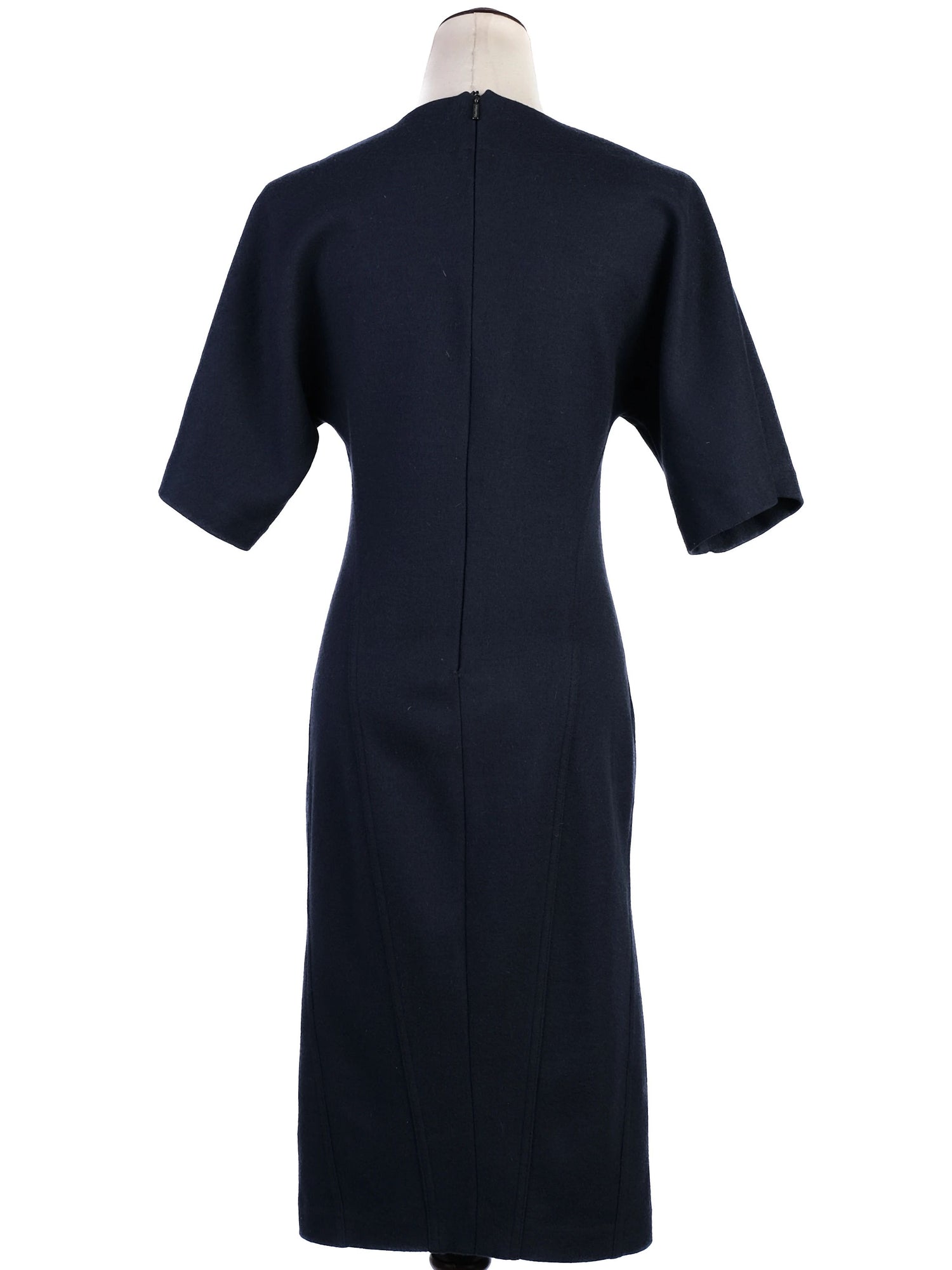 Excellent Max Mara Blue Wool Dress Size M Short Sleeve Knee-Length