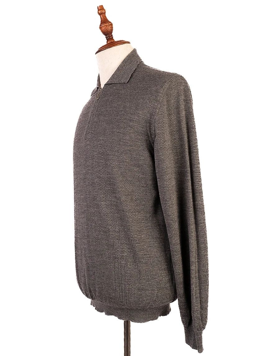 Excellent Fedeli Gray Wool Long-Sleeved Sweater Size L