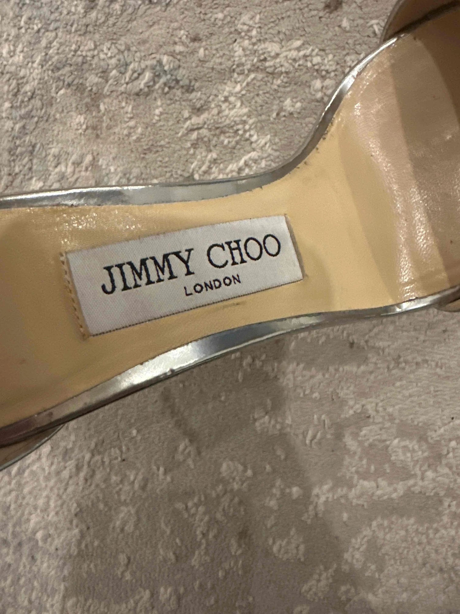 Excellent Jimmy Choo Gray Leather High-Heeled Shoes Size 35