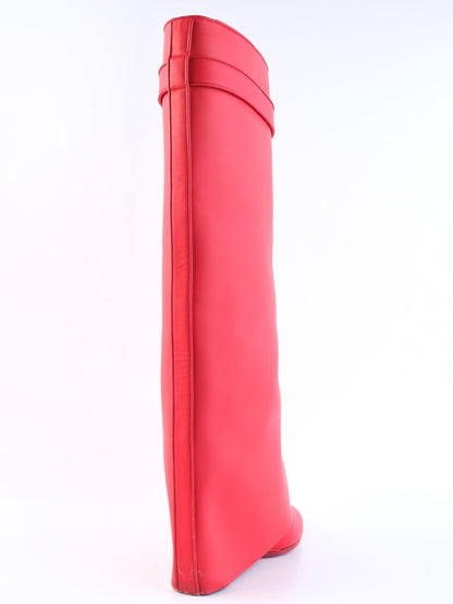 Good Givenchy Red Leather Boots Size 39 Women with Decorative Clasp