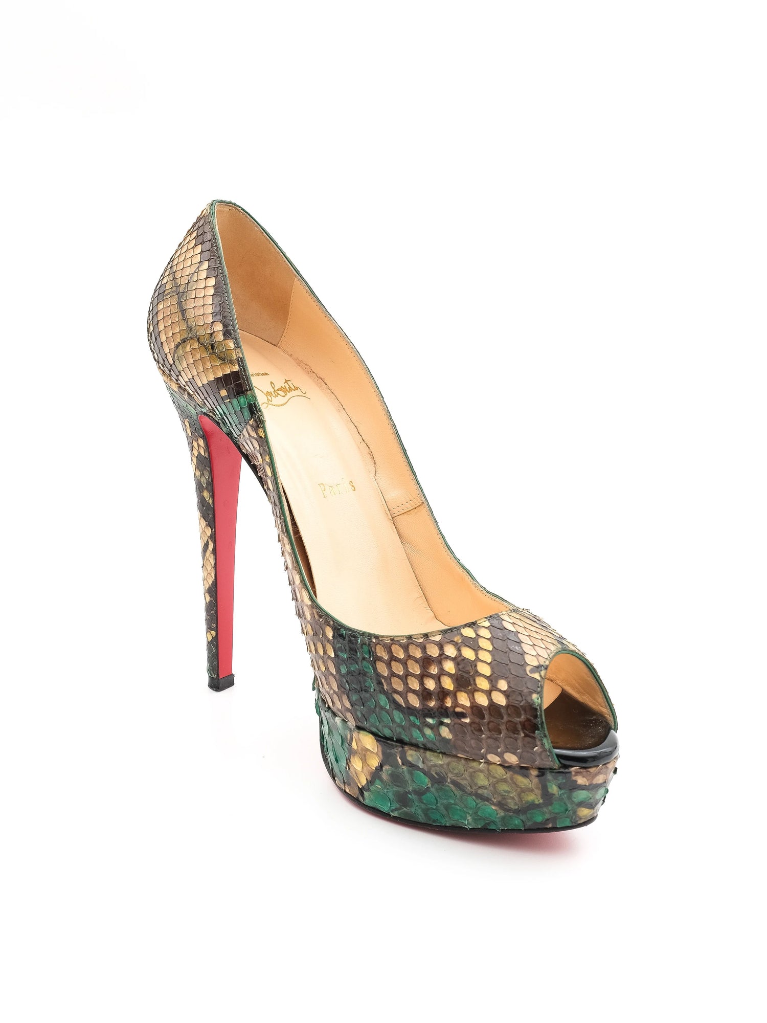 Christian Louboutin Peep Toe High-Heels Genuine Leather Size 39.5