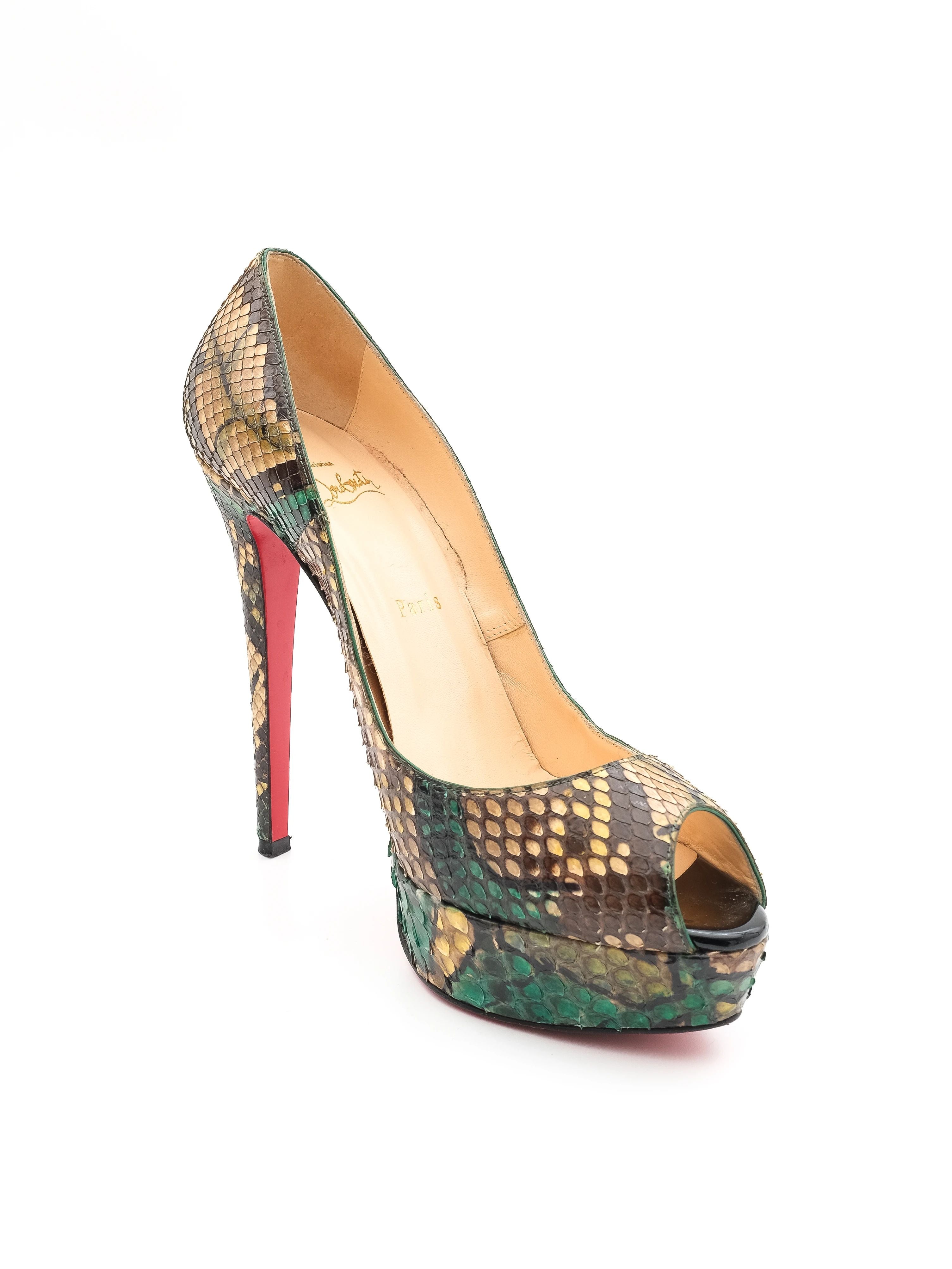 Christian Louboutin Peep Toe High-Heels Genuine Leather Size 39.5