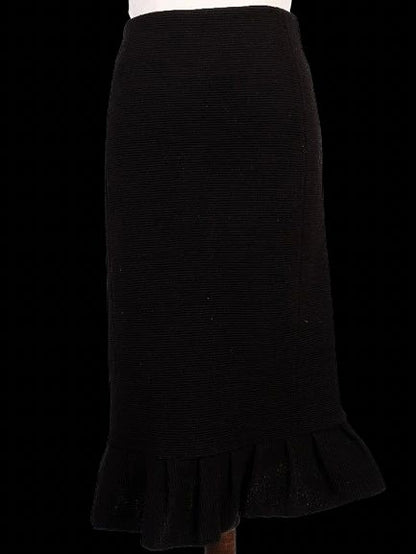 Excellent Emporio Armani Black Viscose Skirt Size XS with Ruffled Hem