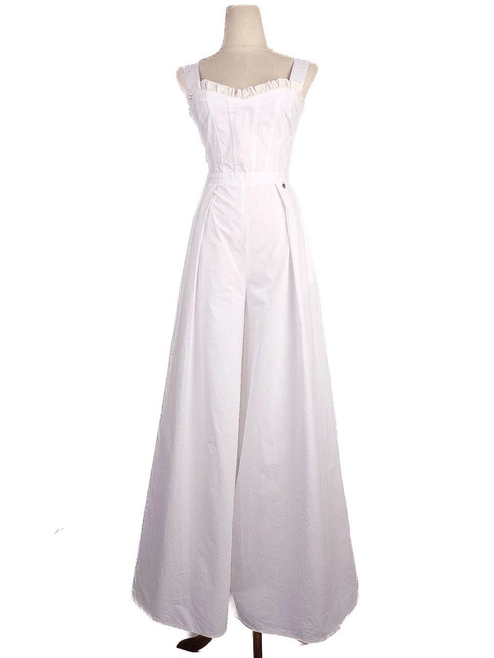 Perfect Elisabetta Franchi White Ruffled Jumpsuit Size 40