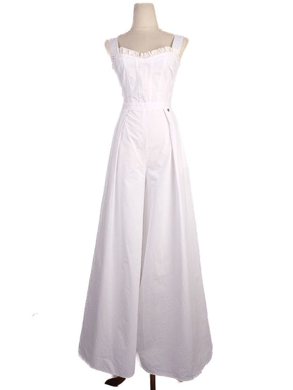 Perfect Elisabetta Franchi White Ruffled Jumpsuit Size 40