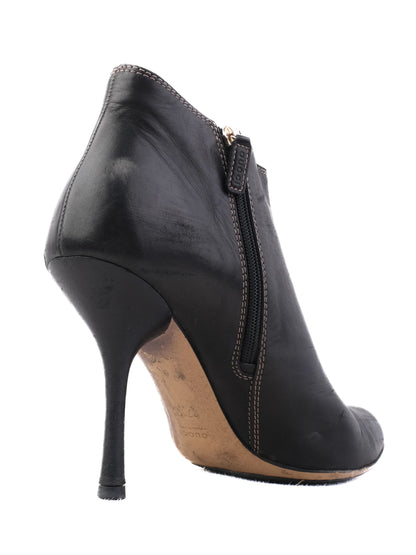 Excellent Gucci Black Leather Ankle Boots Size 37.5 with High Heels