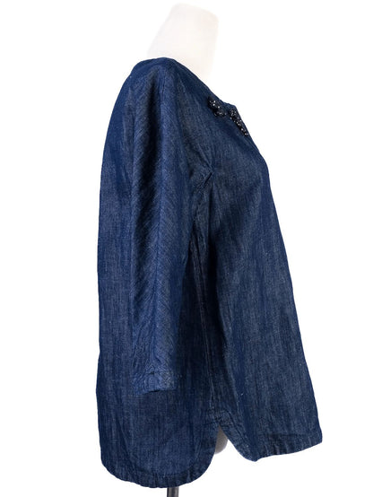 Max Mara Blue Denim Jacket with Embellishments Size S Excellent