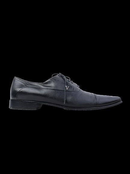 Excellent Valentino Black Leather Dress Shoes Size 42 for Men
