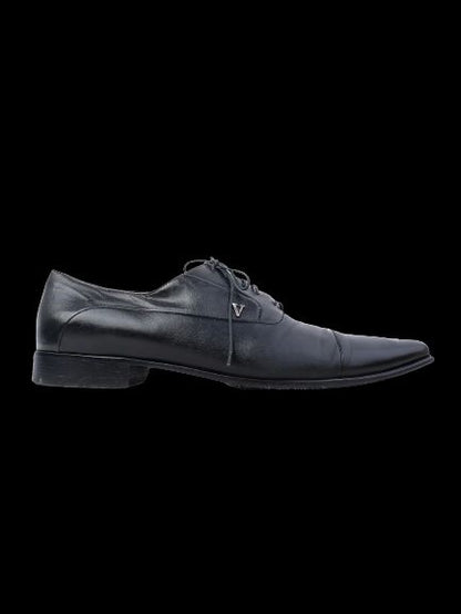 Excellent Valentino Black Leather Dress Shoes Size 42 for Men