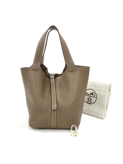 Hermes Etoupe Picotin MM,Taurillon Clemence PHW  U Stamp