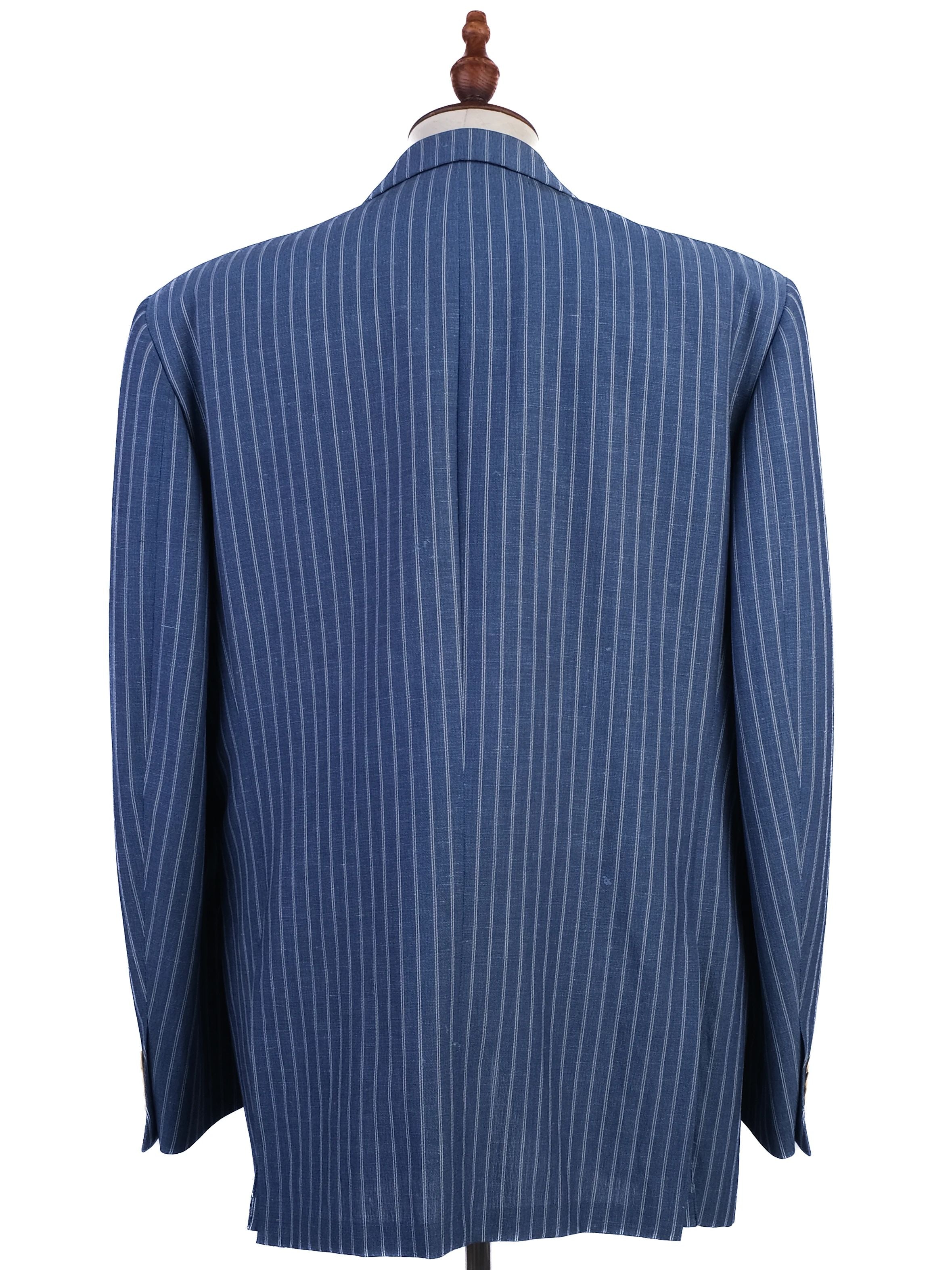 Excellent Pal Zileri Blue Wool Suit Jacket Size XXL Pinstripe