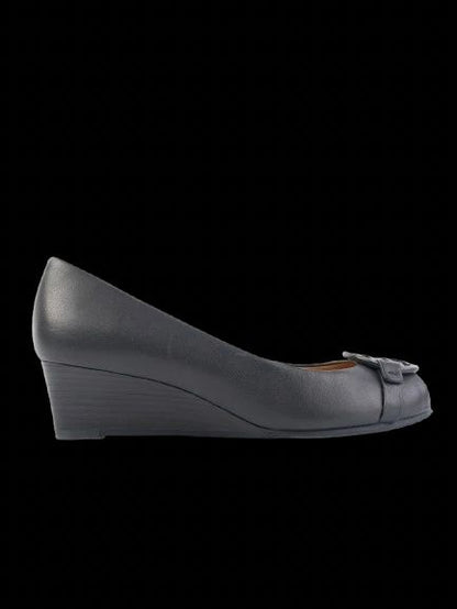 Excellent Tory Burch Blue Leather Wedge Shoes Size 35.5